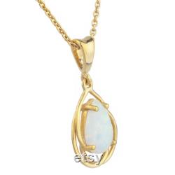 14Kt Gold Opal Necklace, Opal Pendant, Teardrop Necklace, October Birthstone Necklace, SHIPS NEXT DAY