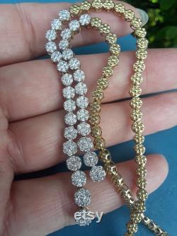 14k Gold 4.50ct Diamond Flower Design Necklace 25 Grams Fabulous
