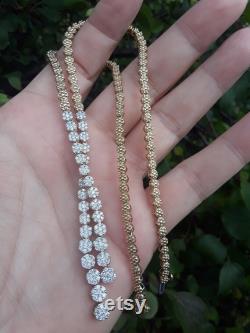 14k Gold 4.50ct Diamond Flower Design Necklace 25 Grams Fabulous