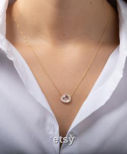 14k Gold Diamond Moonstone Necklace