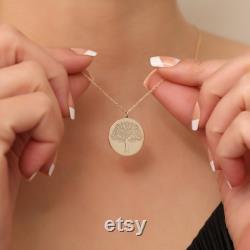 14k Gold-Filled, Rose Gold-Filled, or Sterling Silver Palm Tree Disc Necklace, Gift for Her, Tropical Destination Necklace, Christmas Gift