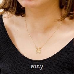 14k Gold Mother s Necklace with Engraved Children Charms, Personalized Family Name Necklace With boy girl Charms, Mom Kids Gold Charms.