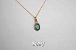 14k Hallmark Solid Gold 4.00ctw Emerald Gold Pendant Handmade Certified Natural Emerald Gemstone PENDANT A Stylish Gift for your Love