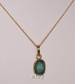 14k Hallmark Solid Gold 4.00ctw Emerald Gold Pendant Handmade Certified Natural Emerald Gemstone PENDANT A Stylish Gift for your Love