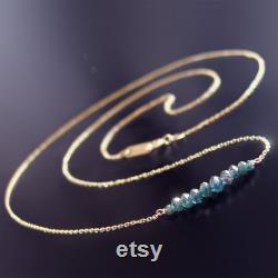 14k Petite and Minimalist Blue Diamond Necklace
