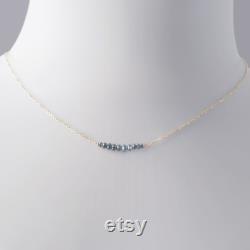 14k Petite and Minimalist Blue Diamond Necklace