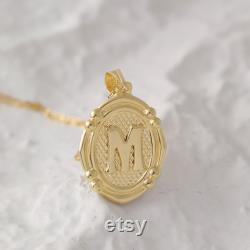14k Solid Gold Letter Necklace Initial Pendant Handmade Jewelry Initial Plate Necklace Dainty Necklace Gifts for her, MM400001