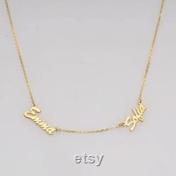 14k Solid Gold Name Necklace,Personalized Necklace,Multiple Name Necklace,Personalized Jewelry,Dainty Necklace,Gift For Her,JX11