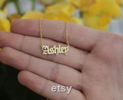 14k Solid Gold-Tiny Name Necklace-Name Necklace-Personalized Necklace-Necklace-Jewelry-Gift-Bridesmaid Gift-Gold Name Necklace-Jewelry-JX11