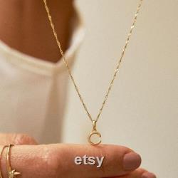 14k Solid Gold nitial Necklace Name Necklace Personalized Jewelry Personalized Gold Necklace Valentines Day Gift
