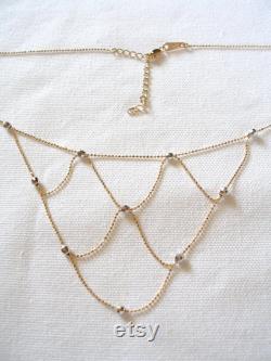 14k Two Tone Gold Beaded Graduated Necklace