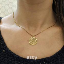 14k Yellow Gold Geometric Necklace Sacred Geometry Sacred Symbol Star Of David 14k Dainty Necklace Geometric Pendant Triangle