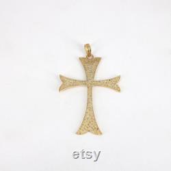 14k gold finish Cross pendant Pave diamond 925 sterling silver cross design beautiful fashionable design pendent jewelry supplies
