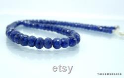 16 Inch Strand Natural Finest Blue Sapphire Nicely Faceted Beads Necklace with 925 Sterling Silver Lobster Blue Sapphire 4MM to 8MM Beads
