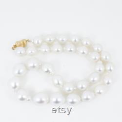 17.5 Genuine WHITE South Sea Pearl necklace, 10.2 13.8mm Australian Seawater Cultured pearls, 14K Yellow Gold Clasp SN308