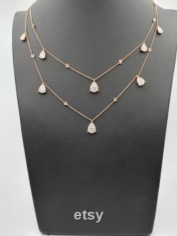 18Carat Rose Gold Diamond Round Pave setting Necklace 2.74 carat