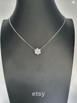 18Carat White Gold Diamond Flower Necklace with 1.00 carat VS G-H 16'' inch