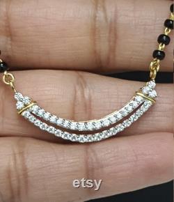 18Carat Yellow Gold Cubic Zircon Mangalsutra Necklace set with 18 Chain