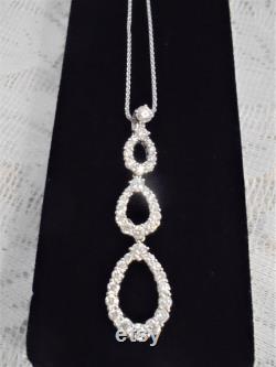 18K Gold 2.16 TCW Genuine Diamond Triple Drop Pendant Necklace on 14k White Gold Chain