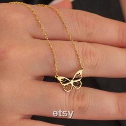 18K Gold Butterfly Necklace, Tiny Butterfly Necklace, Minimalist Butterfly Necklace, Gift for Her, Mothers day Gift, Christmas Gift
