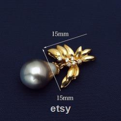18K Gold Tahitian Pearl Pendant with Natural Diamond, One of a Kind, Pendant Only