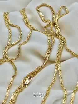 18K Solid Gold Byzantine Chain Necklace -Thickness-2.3mm Real 18k Gold ,For Him ,for Her, Birthday Gift,Anniversary Gift