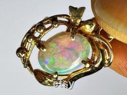 18K yellow gold 8.5x6.5mm Australian Opal floraform pendant necklace 18 2.8gm