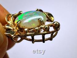 18K yellow gold 8.5x6.5mm Australian Opal floraform pendant necklace 18 2.8gm