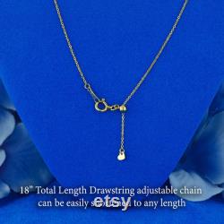 18k Solid Gold .40ct Natural Diamond Emerald Cut Solitaire Bezel Set Necklace