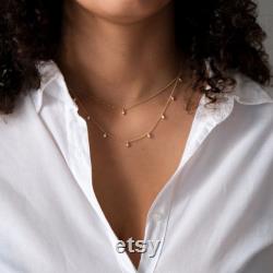 18k solid gold Diamond Droplet necklace choker necklace diamond dangle necklace gift for her