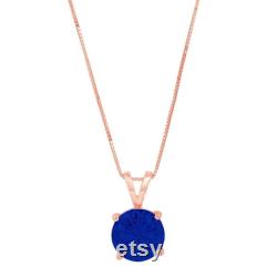 2.5 ct Brilliant Round Cut Solitaire Designer Genuine Flawless Simulated Blue Sapphire 14K 18K Rose Gold Pendant with 18 Chain