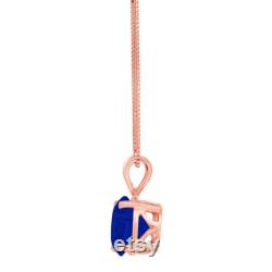 2.5 ct Brilliant Round Cut Solitaire Designer Genuine Flawless Simulated Blue Sapphire 14K 18K Rose Gold Pendant with 18 Chain