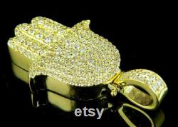 2.50 CTW Round Cut VVS1 Diamonds Hamsa Hand Cluster Hip Hop Pendant 14K Yellow Gold Finish Men Women Unisex Neck Piece Anniversary Gift
