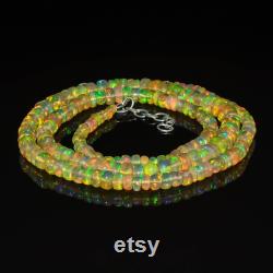20 Inch Stand, 46 Carat, Natural Ethiopian Opal Beads Necklace With 925 Silver Smooth Roundelle Shape, Size 2.5x2.5-5x5 mm,