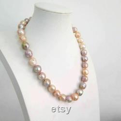 20 Organic Natural Multi-Color Genuine KASUMI Freshwater Cultured Baroque Pearl Necklace FN116