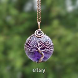 20th Anniversary Amethyst Pendant, Tree Of Life Wire Wrapped Necklace, 20 Years of Love, Celebration of Life, 20th Anniversary Couples Gift