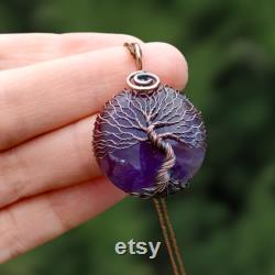 20th Anniversary Amethyst Pendant, Tree Of Life Wire Wrapped Necklace, 20 Years of Love, Celebration of Life, 20th Anniversary Couples Gift