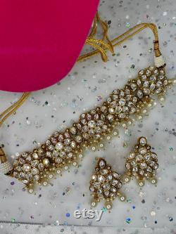 22 carat Gold Plating Sabyasachi inspired, Bridal Kundan Necklace, Sabyasachi necklace, pachi Kundan, Gold Necklace Set, Ahemdabadi Jewelry