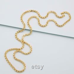 3.5mm Round Box Link Chain Necklace Real 10K Yellow Gold All Sizes