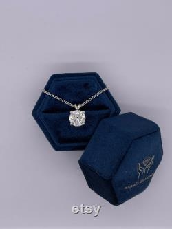 3 Carat IGI Certified F Color VS1 Clarity Brilliant Excellent Cut Lab Grown Diamond Solitaire Pendant with 18 inch Chain. 14k White Gold