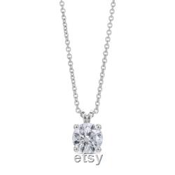 3 Carat IGI Certified F Color VS1 Clarity Brilliant Excellent Cut Lab Grown Diamond Solitaire Pendant with 18 inch Chain. 14k White Gold