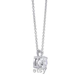 3 Carat IGI Certified F Color VS1 Clarity Brilliant Excellent Cut Lab Grown Diamond Solitaire Pendant with 18 inch Chain. 14k White Gold