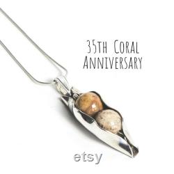 35th Coral anniversary necklace Two peas In a pod Fossilised Coral jewellery for women coral necklace 35th Anniversary wife