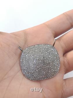 35x32mm Pave Diamond Necklace Connector 925 Silver Jewelry Connector Handmade Jewelry Findings Square Shape Charm