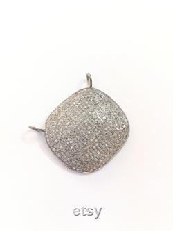 35x32mm Pave Diamond Necklace Connector 925 Silver Jewelry Connector Handmade Jewelry Findings Square Shape Charm