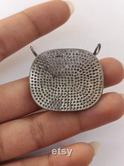 35x32mm Pave Diamond Necklace Connector 925 Silver Jewelry Connector Handmade Jewelry Findings Square Shape Charm