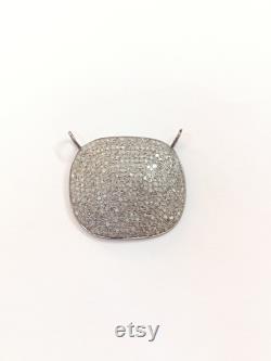 35x32mm Pave Diamond Necklace Connector 925 Silver Jewelry Connector Handmade Jewelry Findings Square Shape Charm