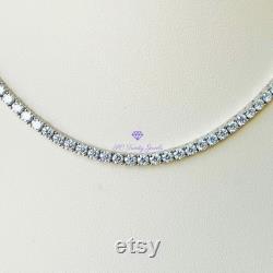 3mm GRA Certified Moissanite Tennis Necklace, D Colorless VVS1 Moissanites, 16 , 18 or 20 Rhodium Plated Sterling Silver, Open Box Clasp