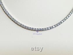 3mm GRA Certified Moissanite Tennis Necklace, D Colorless VVS1 Moissanites, 16 , 18 or 20 Rhodium Plated Sterling Silver, Open Box Clasp