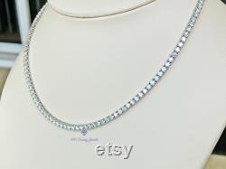 3mm GRA Certified Moissanite Tennis Necklace, D Colorless VVS1 Moissanites, 16 , 18 or 20 Rhodium Plated Sterling Silver, Open Box Clasp